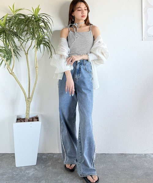 【mily bilet】オールシーズンの必需品！カップ付きホルターネック風ストラップキャミソール mi1019086
