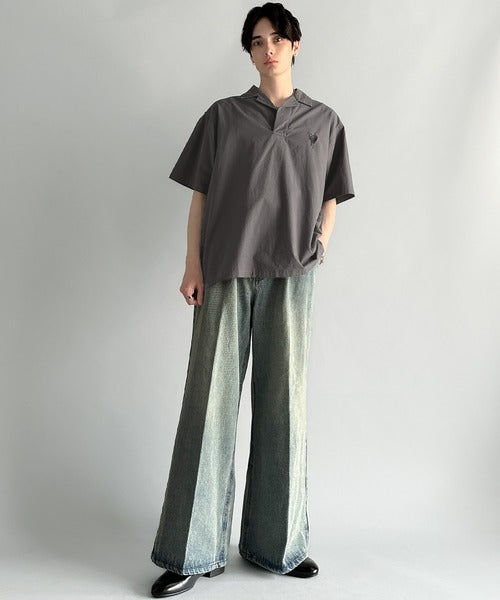 Cotton100%  Ripstop Open Collar Pullover Shirt／コットン100％リップストップ素材オープンカラープルオーバーシャツ co1150012