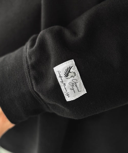 【Classical Origin】「上質な日常。」胸刺繍入り鹿の子ポロシャツ（長袖）／Embroidery Basic Polo Shirt co1150052