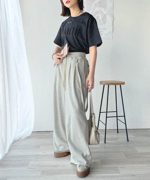 ワンランク上の大人シンプルベーシック。シルケット加工フロッキープリントTシャツ（半袖） ce1020202