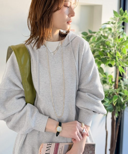 《JaVa ジャバコラボ》毎日着たい、今っぽゆるっとシルエット。綿100％オーバーサイズワッフルパーカー jv1260611