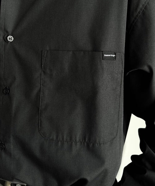 【Classical Origin】ゆとりを着る。ネーム付き胸ポケットビッグシャツ（長袖）/Brand name & chest pocket long sleeved big shirt ao1110147