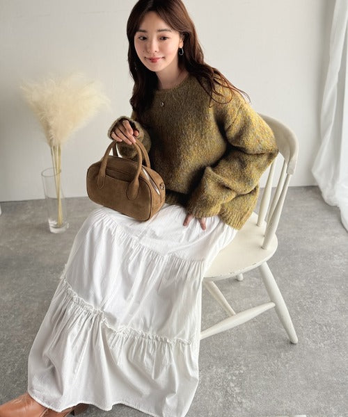 【Classical Origin】「深みのある大人に。」クルーネックミックスカラー糸ニット（長袖）/Crew neck mixed color knit ao1020308