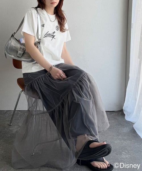 大人女子必見！　綿100％「ディズニー」サイン風刺繍Tシャツ（半袖） ce1330037