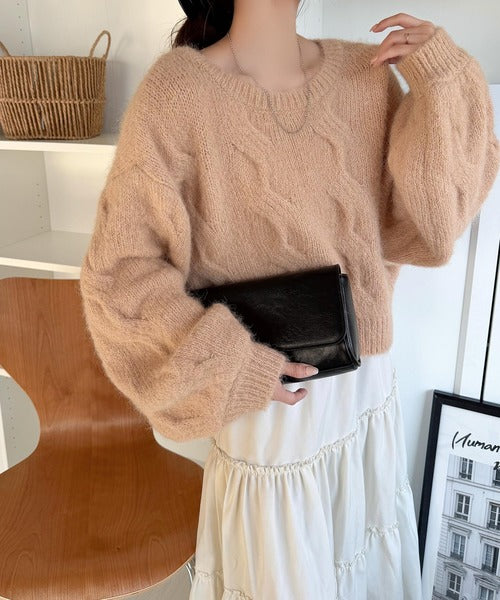 【mily bilet】今日はどっちで着る？気分で着回し自在。前後2way編地切り替えカーディガン (長袖) mi1029187
