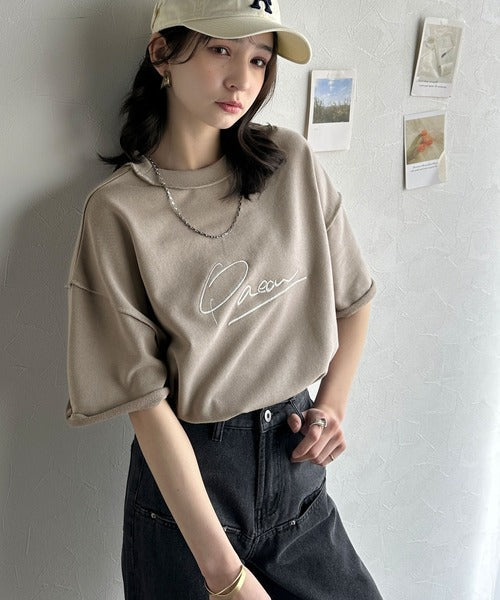 《JaVaジャバコラボ》大胆ロゴで魅せる。前後2way裏毛胸元PAEANロゴ半袖Tシャツ jv1260422
