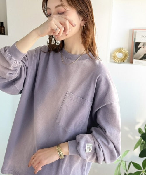 《JaVaジャバコラボ》垢抜け！大人のストリートstyleを作る。綿100％スプレーダイ加工オーバーサイズTシャツ（長袖） jv1020358
