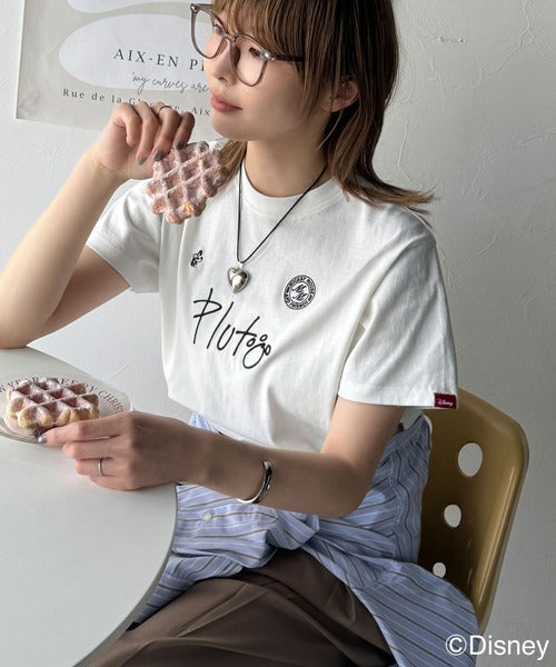 大人女子必見！　綿100％「ディズニー」サイン風刺繍Tシャツ（半袖） ce1330037