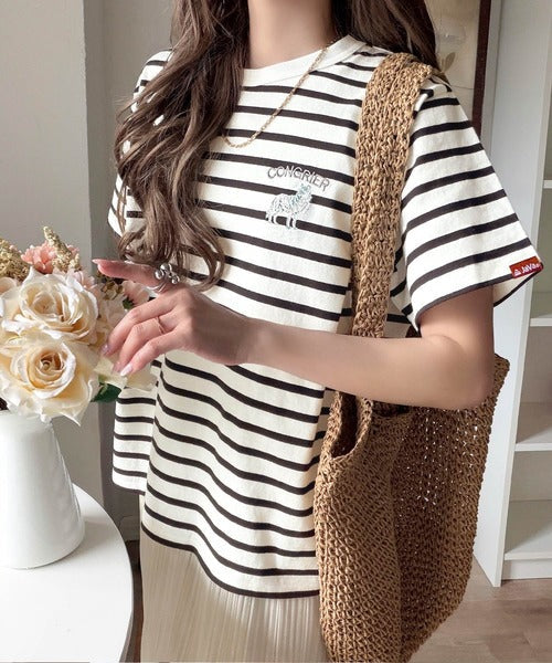 《JaVa ジャバコラボ》大人の遊び心をプラス。綿100％オオカミ刺繍Tシャツ（半袖） jv1330074
