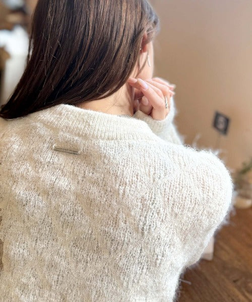 【mily bilet】ふんわり立体感で冬コーデを格上げ◎プレート使いポコポコミックスニットプルオーバー mi1259021