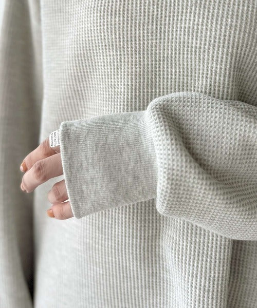 洒落感アップのこなれT。胸刺繍ワッフルオーバーサイズキーネックロンT（長袖） ce1260496