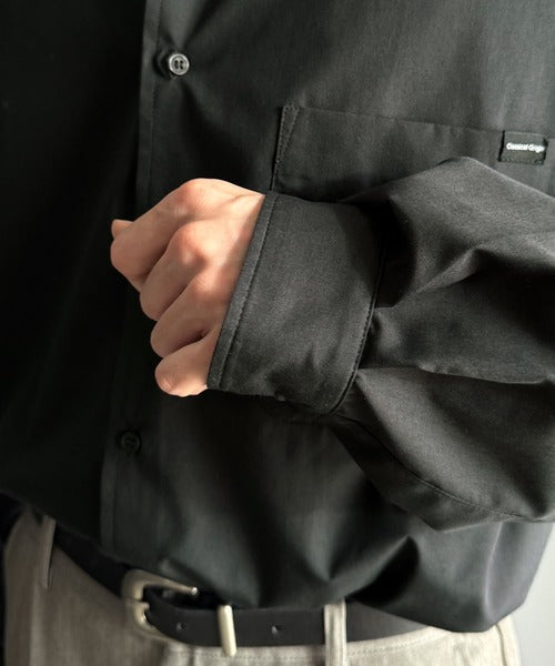 【Classical Origin】ゆとりを着る。ネーム付き胸ポケットビッグシャツ（長袖）/Brand name & chest pocket long sleeved big shirt ao1110147