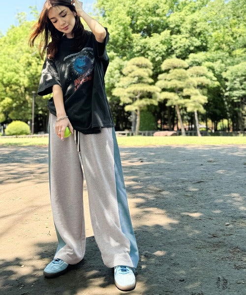 《JaVaジャバ コラボ》ゆるっと穿きこなす。サイド切り替え裏使いスウェットパンツ jv1219016