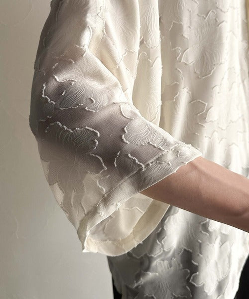 Sheer Jacquard Dolman Sleeve Shirt／フラワー柄シアージャカードドルマンシャツ co1150008