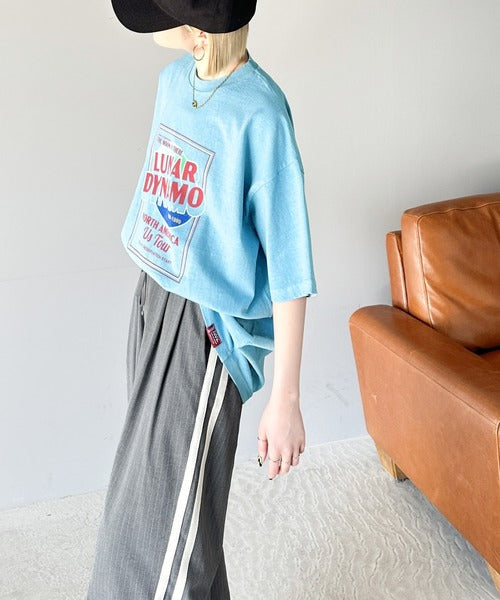 《JaVa ジャバコラボ》キャッチーな大人Tee。綿100%ピグメントロゴビッグTシャツ jv1029024