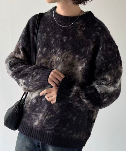 【Classical Origin】「まるで毛布。」モヘアライクシャギー素材クルーネックセーター／Mohair-Like Shaggy Knit Crew Neck Sweater co0780002