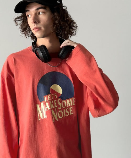 《JaVaジャバコラボ》「前後抜かりなし。」綿100%レコード盤レトロツアーロゴTシャツ（長袖） jo1150065