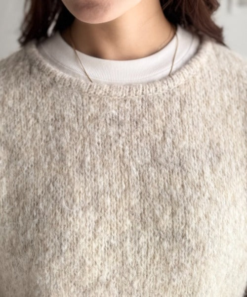《JaVaジャバコラボ》秋冬の鉄板。日常にふわふわな彩りを。クルーネックミックスカラー糸ニット（長袖） jv1020308