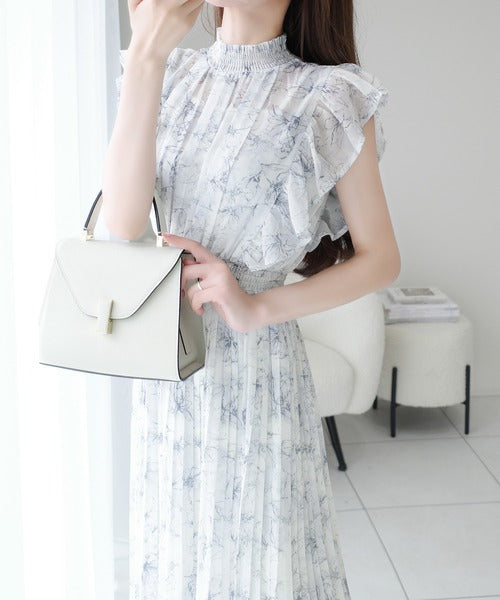 【mily bilet】ふんわり揺れる可愛さ。プリーツ加工シアーフリルワンピース mi1139064