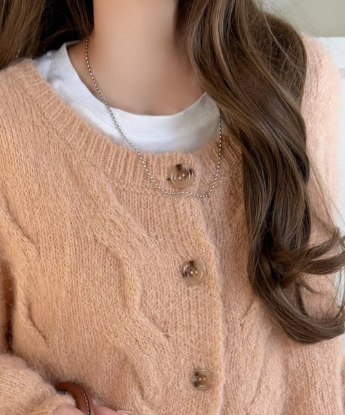 【mily bilet】今日はどっちで着る？気分で着回し自在。前後2way編地切り替えカーディガン (長袖) mi1029187