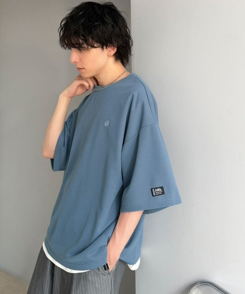 《JaVaジャバコラボ》【接触冷感・UVカット機能付き】シャリ生地で夏も快適！胸刺繍 梨地カットジョーゼットTシャツ（オーバーサイズ） jo1010057