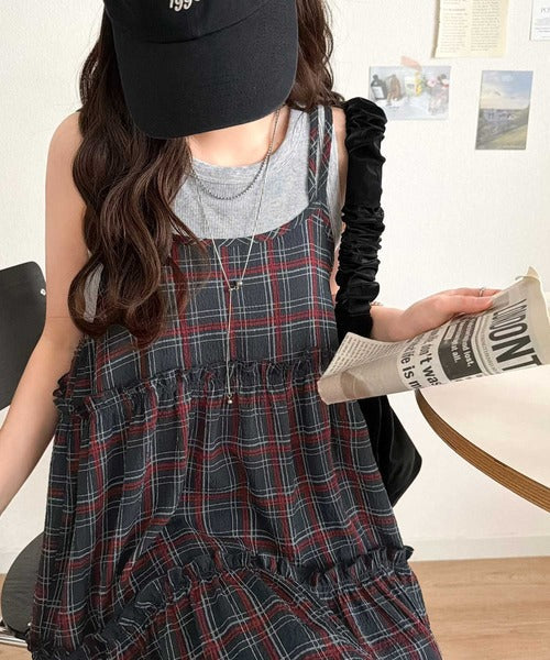 【mily bilet】360度どこから見ても大人可愛い!　切替シアーティアードキャミチュニック mi1019119