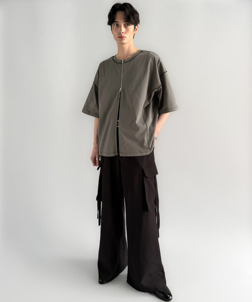 【Classical Origin】「1枚でも羽織でも。」インサイドアウト仕様2wayダブルジップTシャツ／Inside-Out Oversized Double-Zip 2way T-Shirt co1150018