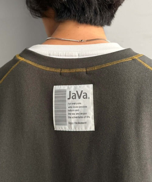 《JaVaジャバコラボ》シンプルじゃ物足りない。配色ステッチで差をつける。配色ステッチガゼット裏起毛スウェット（オーバーサイズ） jm1050391