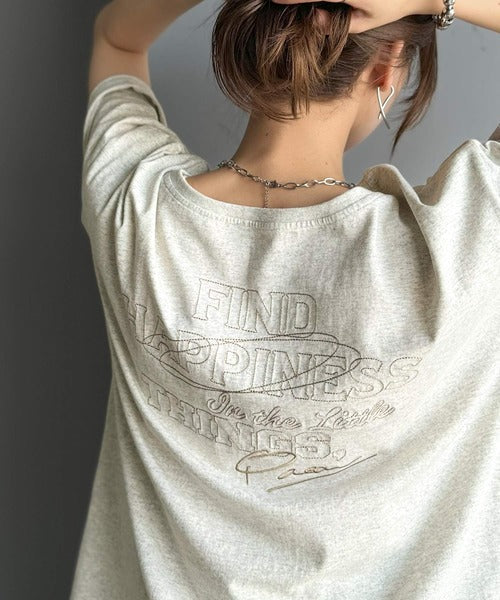 綿100%メンズライクヴィンテージウォッシュ☆前後2way刺繍ワイドネックTシャツ ce1260421