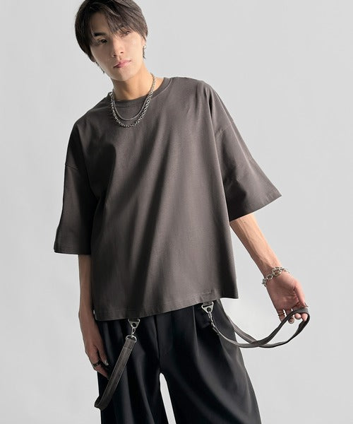 Belt Design Transformable Cropped T-Shirt／脱着式ベルトデザインショート丈Tシャツ co1150015