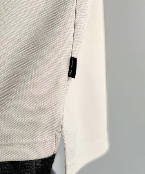 「大人びた遊び心。」刺繍入りハイクオリティダブルフェイス素材バンドカラーポロシャツ／Embroidered High-Quality Double Face Band Collar Polo co1150027