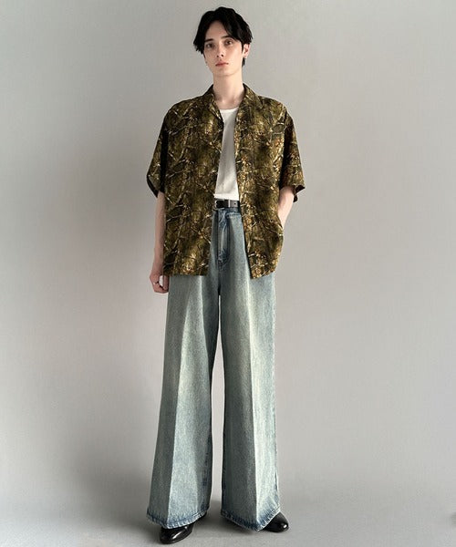 Oversized Drape Half Sleeve Shirt/総柄プリントオーバーサイズドレープ半袖シャツ co1150014