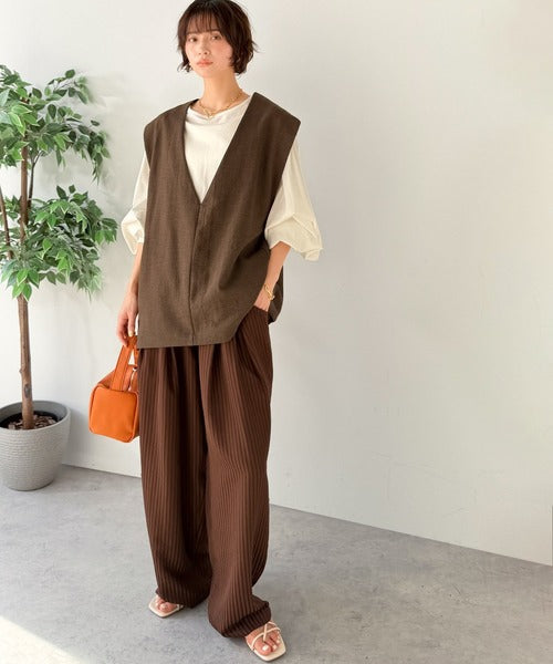 【Classical Evon】歩く姿も、様になる。リネンライクインタックコクーンパンツ（セットアップ可） ev1070205