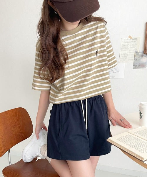《Javaジャバコラボ》【sustaina+】大人の上級シンプル。滑らか綿100％ワンポイント刺繍Tシャツ jv1260113