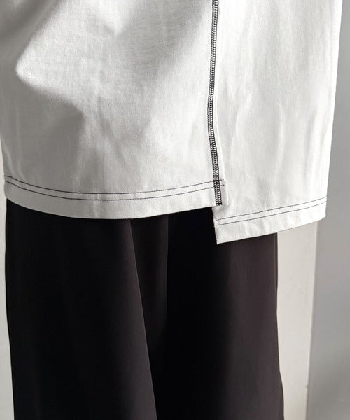Asymmetric Stitch Design T-Shirt／アシンメトリーデザイン配色ステッチTシャツ co1150013