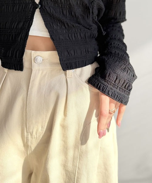 【mily bilet】後ろ姿映え確定♪インして可愛い、春夏のマストアイテム。 綿100%切り替えタックカーブパンツ mi0789011