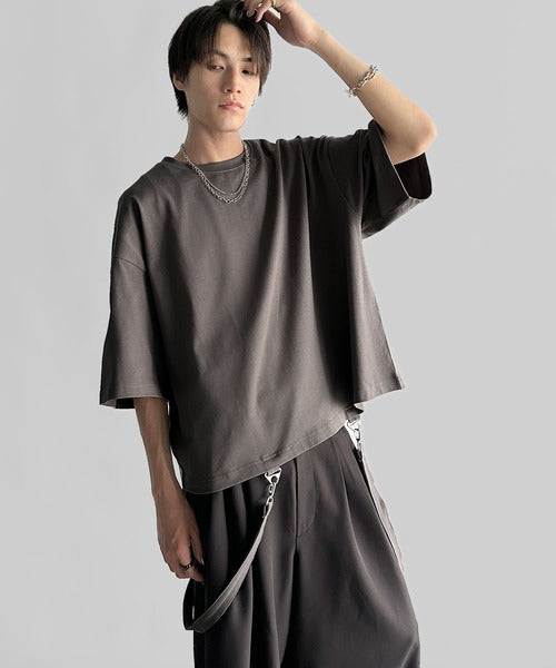 Belt Design Transformable Cropped T-Shirt／脱着式ベルトデザインショート丈Tシャツ co1150015