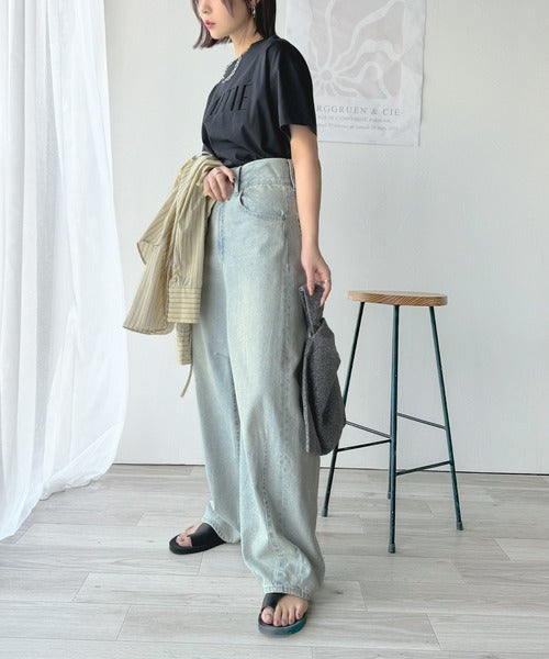 ワンランク上の大人シンプルベーシック。シルケット加工フロッキープリントTシャツ（半袖） ce1020202