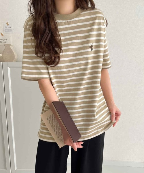 《Javaジャバコラボ》【sustaina+】大人の上級シンプル。滑らか綿100％ワンポイント刺繍Tシャツ jv1260113