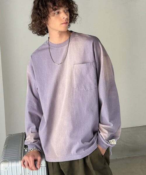 《JaVaジャバコラボ》垢抜け！大人のストリートstyleを作る。綿100％スプレーダイオーバーサイズTシャツ（長袖） jm1020358