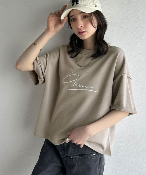 《JaVaジャバコラボ》大胆ロゴで魅せる。前後2way裏毛胸元PAEANロゴ半袖Tシャツ jv1260422