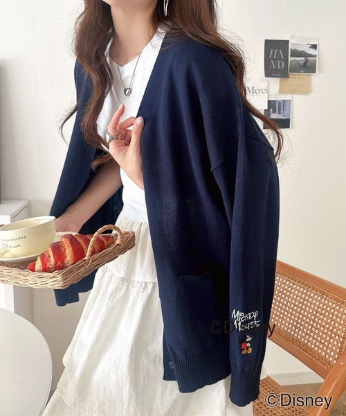 数量限定！リンクコーデも楽しめる♪綿100%「ディズニー」袖刺繍カーディガン ce1330066
