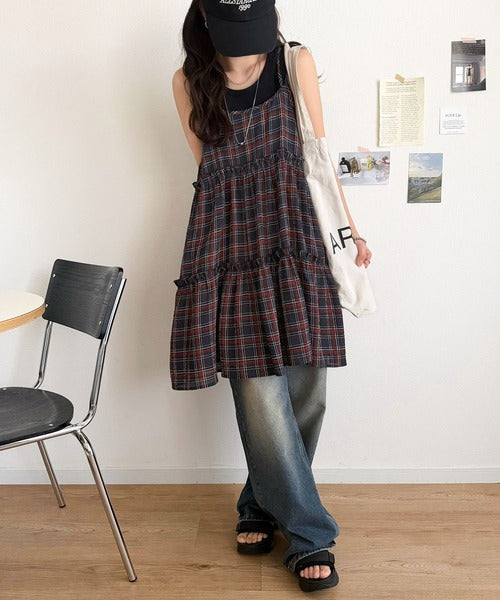 【mily bilet】360度どこから見ても大人可愛い!　切替シアーティアードキャミチュニック mi1019119