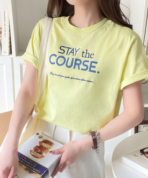 【sustaina+】シンプルなのに格上げ感抜群。オーガニックコットン100%前後2wayロゴ刺繍＆フロッキーTシャツ(半袖) ce1260399
