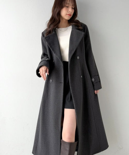 【mily bilet】これぞ、くびれ盛れ！！「細見え」×「着ヤセ」の黄金比。Aラインメルトンロングコート mi1019150