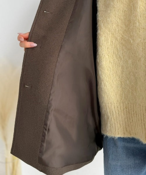 隙のないシンプルさが叶える、大人クラシカル。スタンドカラーメルトンコート（ミドル丈） ce1265096