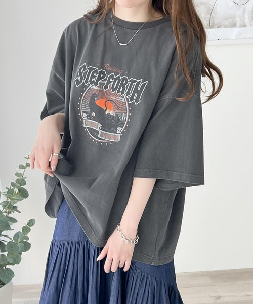 《Javaジャバコラボ》ゆるっとカジュアルに着こなす。綿100%ピグメント加工グラフィックプリントTシャツ＆ロンT(半袖)(長袖) jv1050148