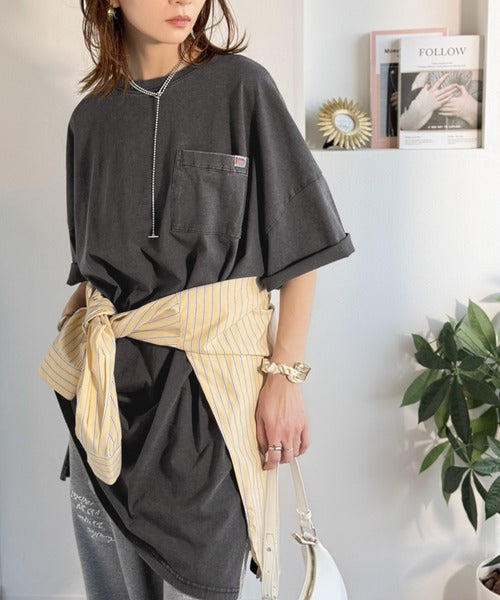 《JaVaジャバコラボ》大人のこなれ感漂う。 綿100％ビッグポケットオーバーサイズTシャツ（半袖） jv1260540