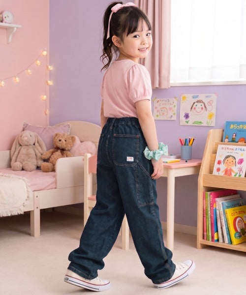 【キッズ】《JaVa ジャバ別注》キュンとする可愛さ。アクティブに動けるストレスフリーボトム。ペインターデニムパンツ jk0420048