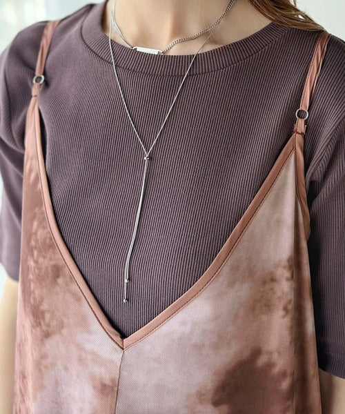 そよ風シフォン♪ふわり柔らかシルエットで“涼”を着回す。前後2wayチュールレイヤードロングキャミワンピース（ブラック＆マーブル柄） ce1240090